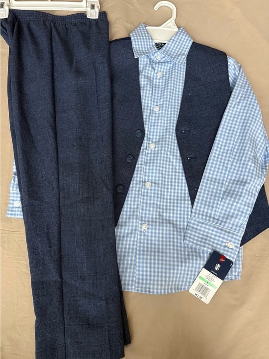 Izod Other - Kids Izod Navy Vest & Pants with Light Blue Gingham Shirt - Size 8